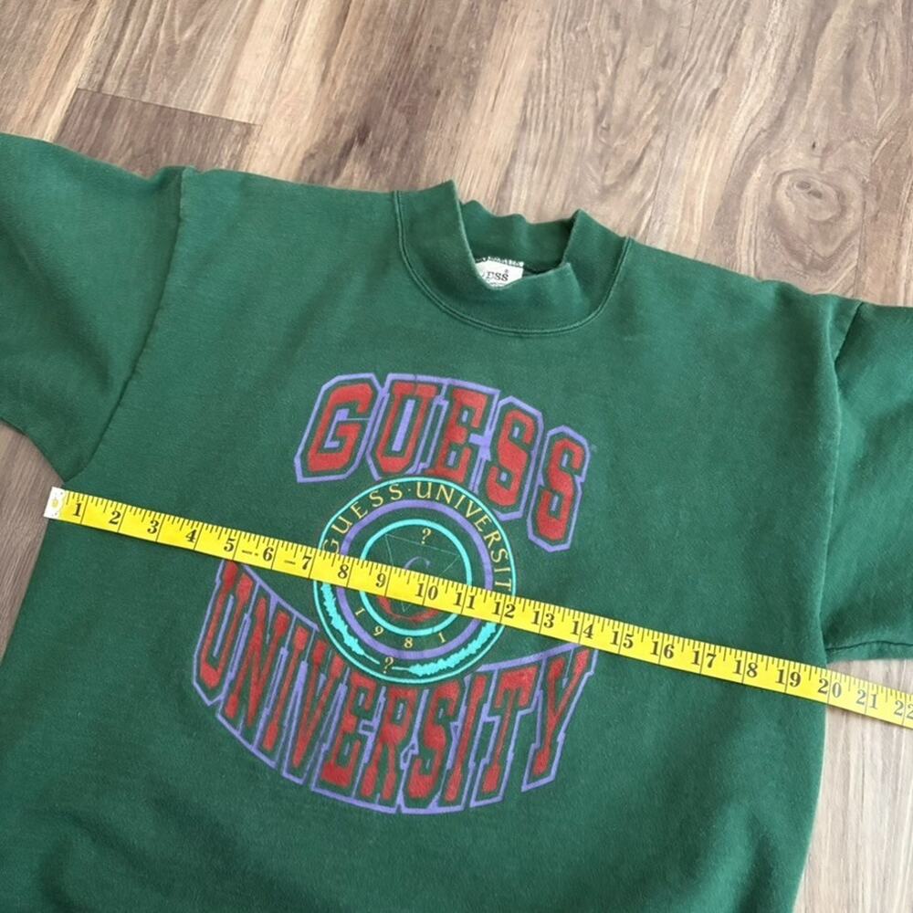 Vintage Guess Sweatshirt Men's Size S 1980s Guess University Green - Picture 4 of 6